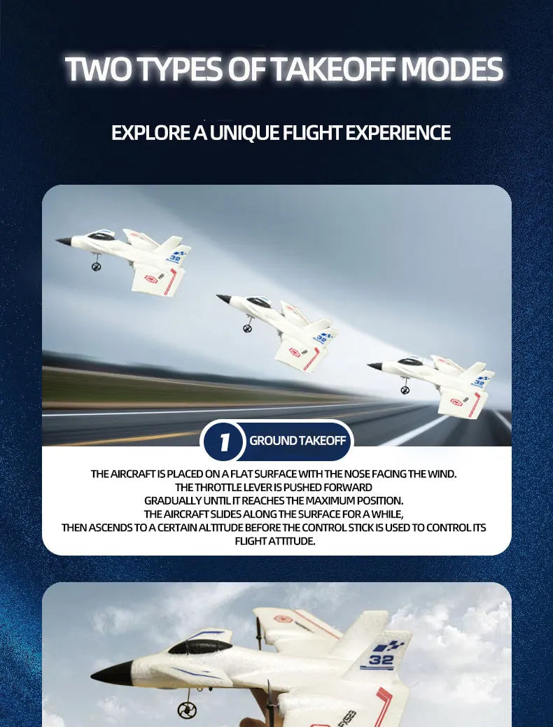 F-35 Fighter Jet EPP Material With Gyroscope showcasing ground takeoff mode features for a unique flight experience.