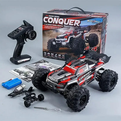 Large RC Cars 1:16 scale remote control car with rugged tires and sleek design, designed for high speeds up to 50 km/h.