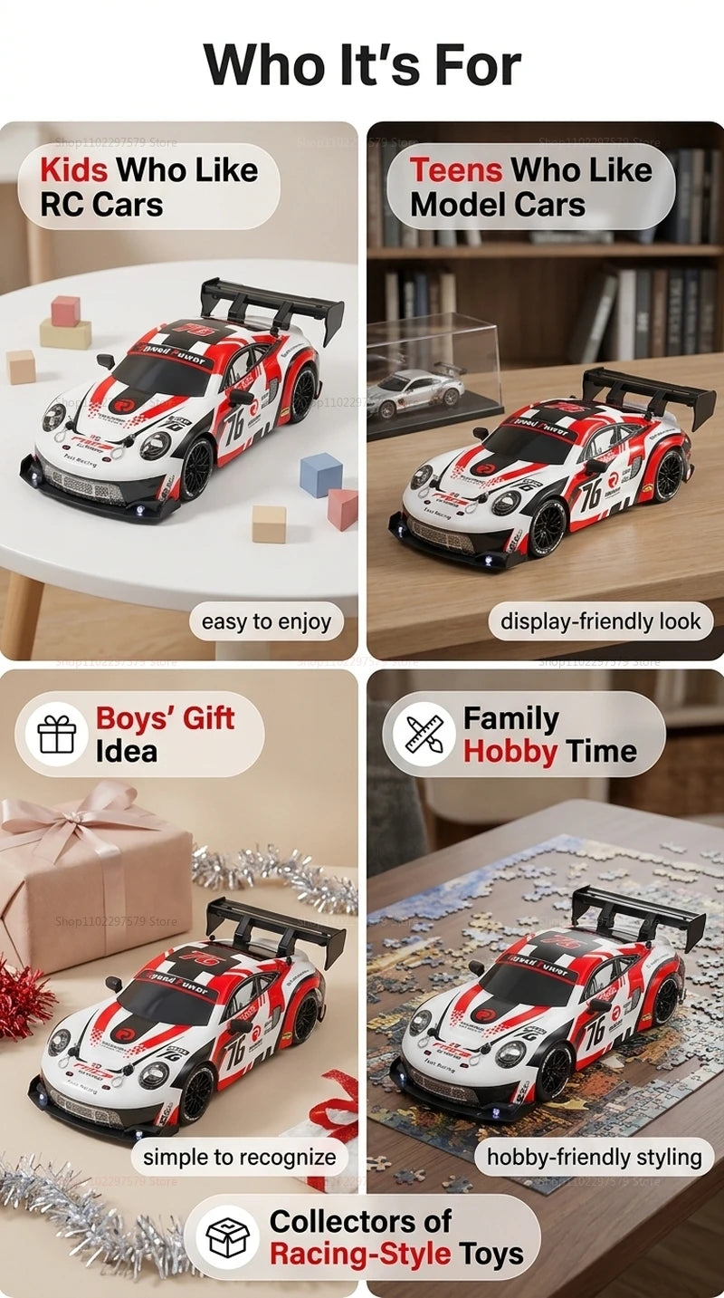 A collage showcasing RC drift cars for kids, teens, collectors, and family hobby time with racing-style toys.