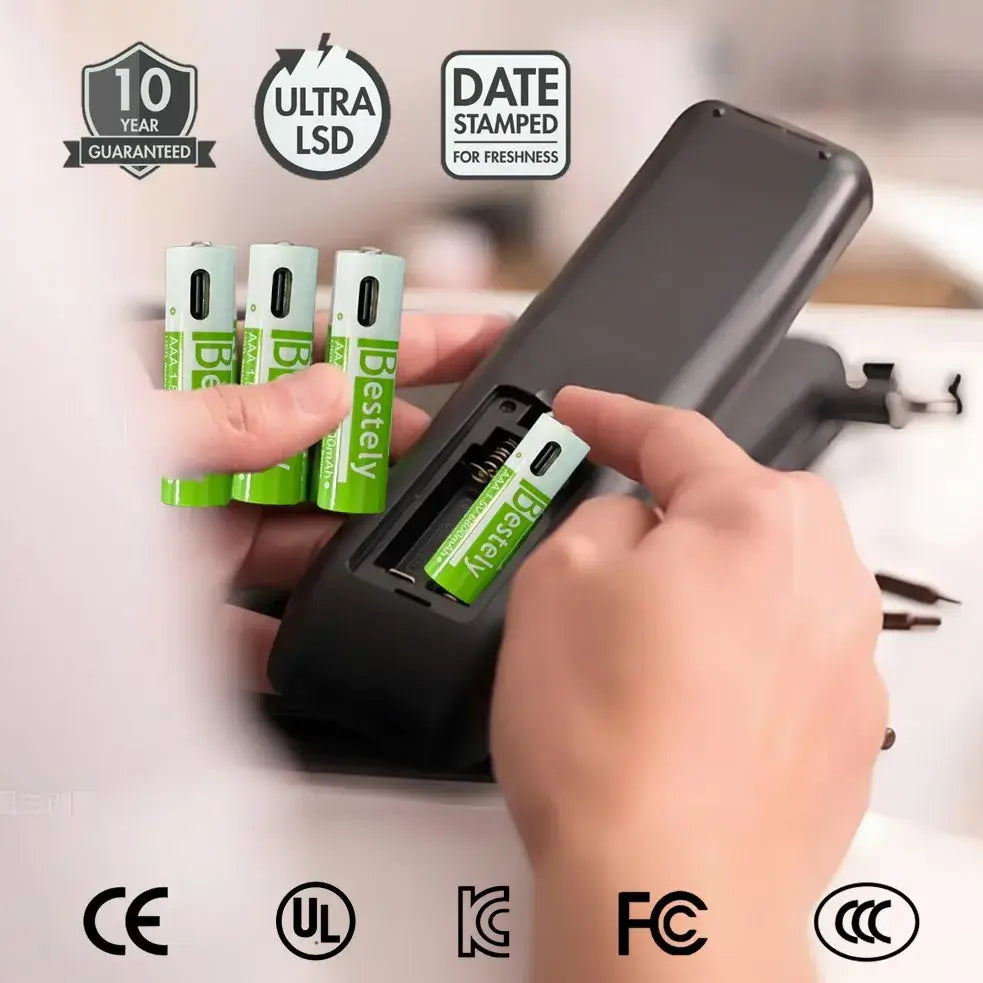 Rscrola AAA Rechargeable Battery 6800mAh with USB charging and 2000+ cycles for home energy use.
