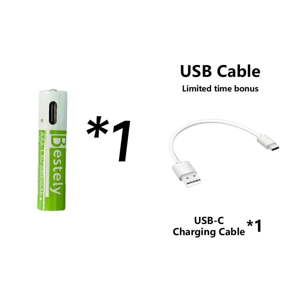 Rscrola AAA Rechargeable Battery 6800mAh with USB charging and 2000+ cycles for home energy use.