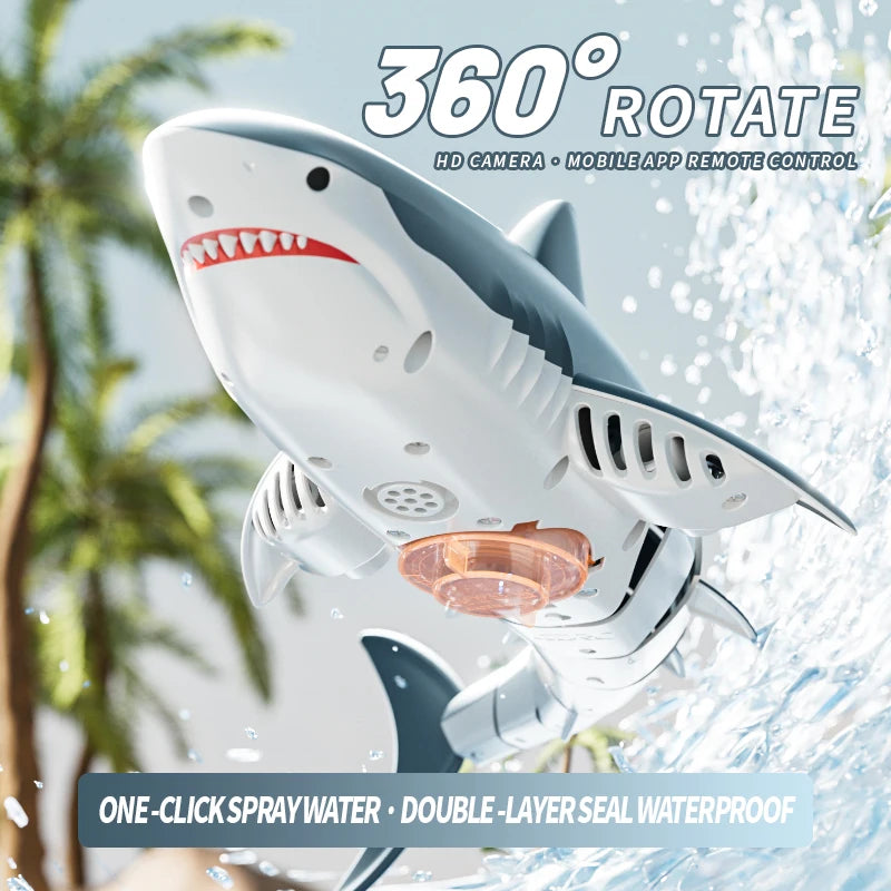 S6 2.4G Electric Remote Control Diving Shark Whale Water Spray Toy Swimming Pool Bathing RC Boat Toys for Boys Baby Children Sportsman Specialty Products