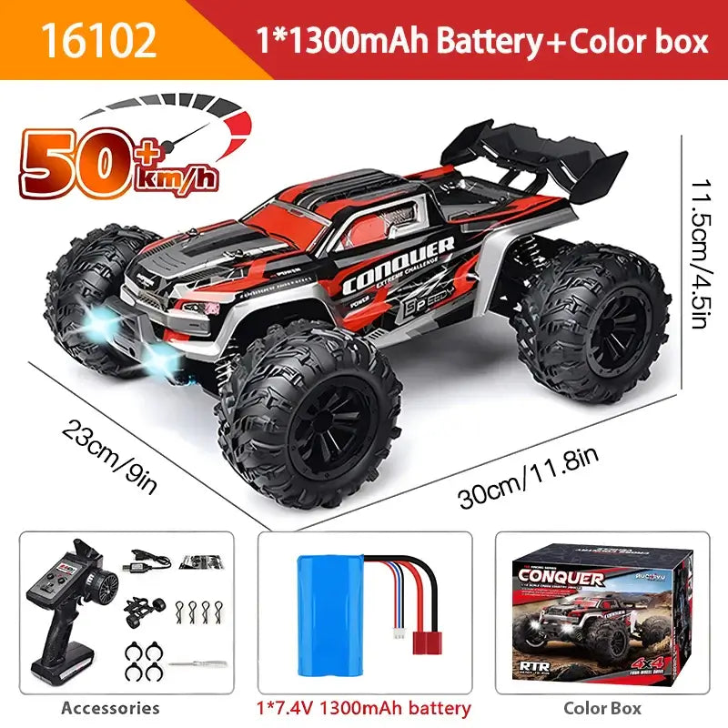1:16 70KM/H Or 50KM/H 4WD RC Car With LED Remote Control Cars Sportsman Specialty Products