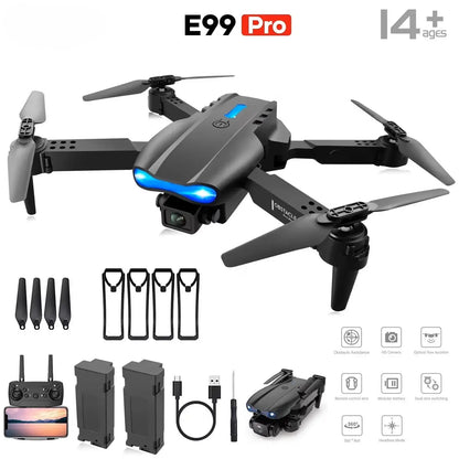 E88PRO MAX Foldable Drone with dual camera and accessories set for aerial photography enthusiasts.