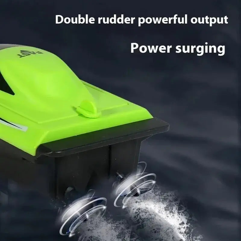 Remote Control Boat For Kids Waterproof with double rudder and powerful output surging on water.