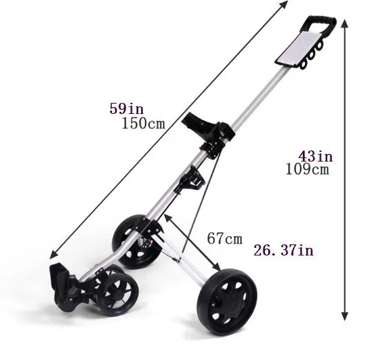 Sportsman Specialty Products 3 Wheel Golf Push Cart Foldable Collapsible Lightweight Pushcart