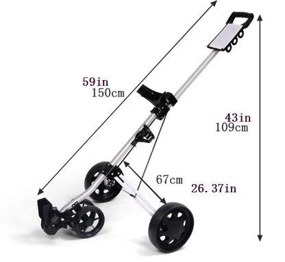 Sportsman Specialty Products 3 Wheel Golf Push Cart Foldable Collapsible Lightweight Pushcart