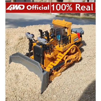 4WD Remote Control Excavator Construction working on sand, showcasing realistic detail and functions in a vibrant outdoor setting.