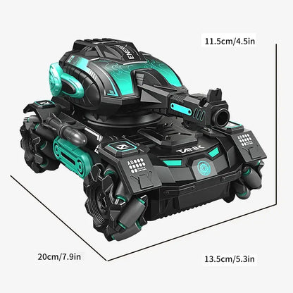 stunt launch water polo tank RC spray car 2.4G four-wheelSPECIFICATIONS stunt launch water polo tank Brand Name: NONE Certification: CE Charging Voltage: 3.7V Choice: yes Control Channels: 9 Channels Controller Mode: MODE1 Design: Cars Features: Remote Co