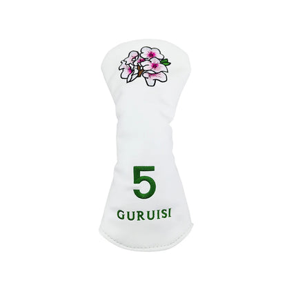 flower embroidery golf club head covers featuring orchid design for driver and fairway woods protection.