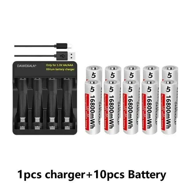 1.5V AA Lithium Battery with charger and rechargeable AA 1.5V 16800mWh Lithium batteries from DAWEIKALA