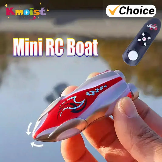 Mini Portable Electric Rc Boat held in hand, featuring bright red design and remote control option.