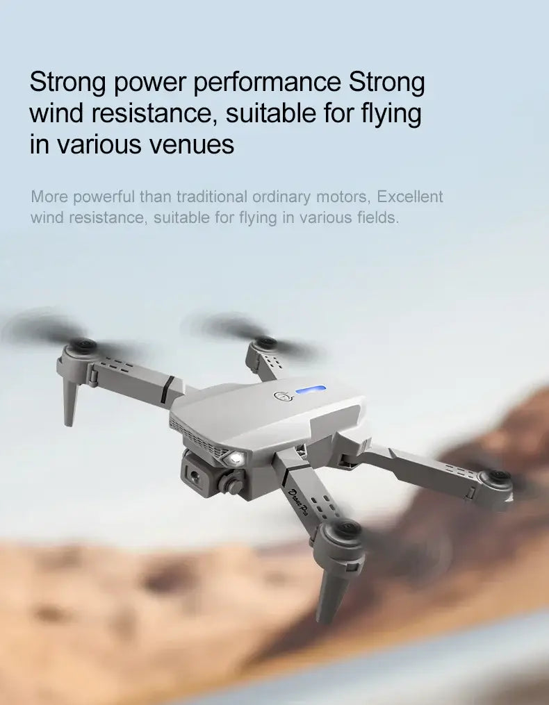 New E88 RC Drone flying with strong power performance and wind resistance in outdoor venues.