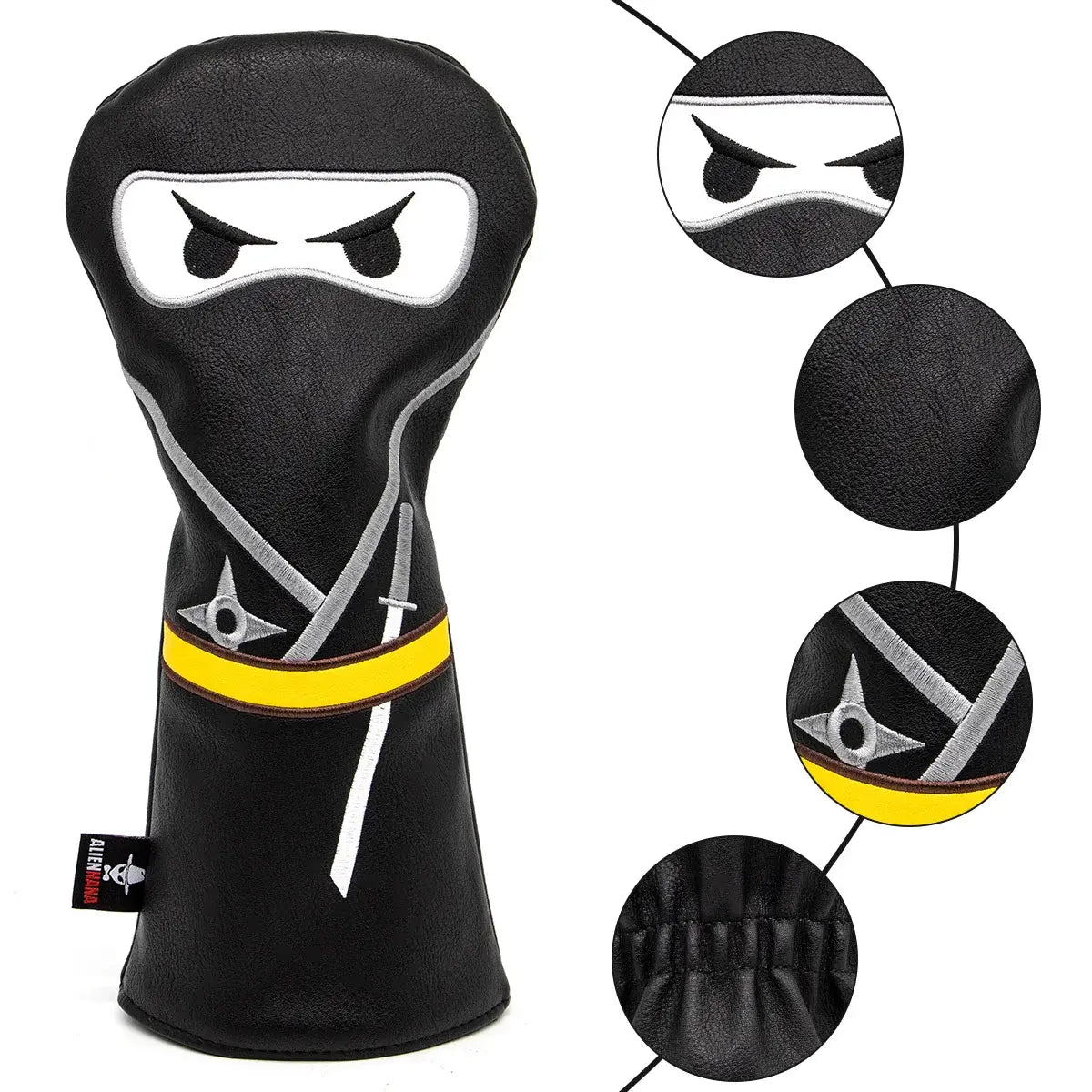 Aliennana Golf Club Headcover Set, Black Ninja Driver Head Cover Sportsman Specialty Products