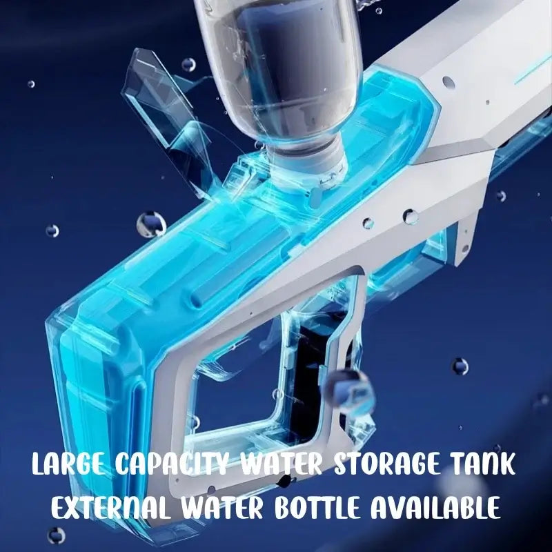 42cm Electric Water Guns showcasing large capacity water storage tank and external water bottle feature