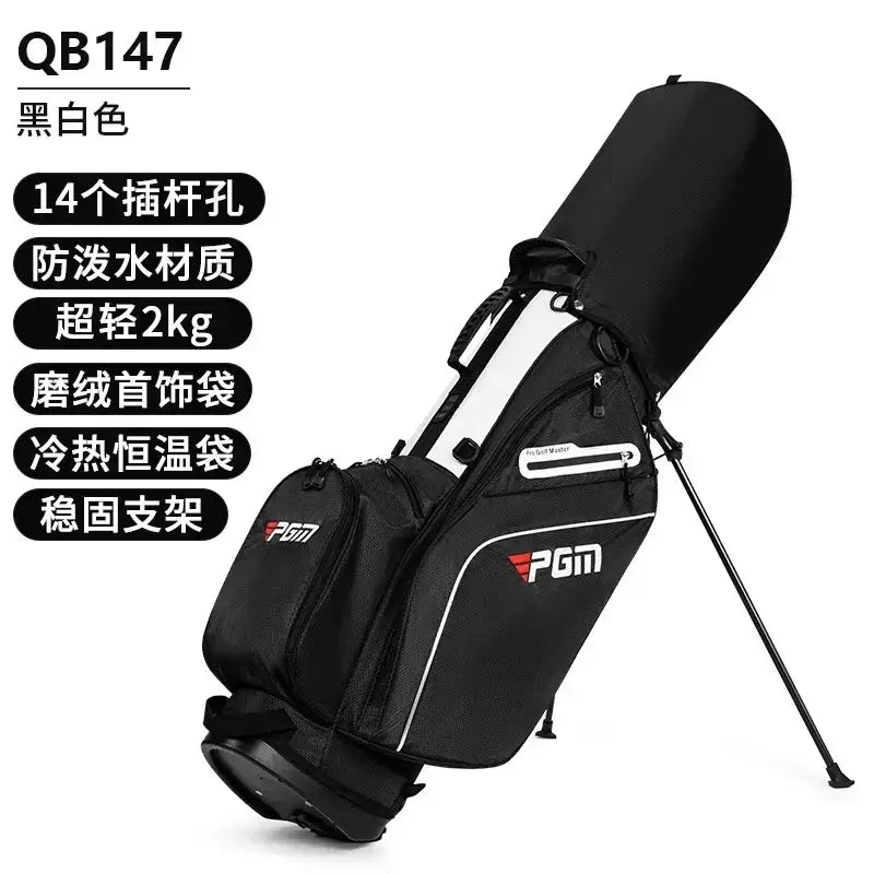 Golf Bags PGM Men Women Shoulder Strap Bracket Bag Bracket in stylish black and white design with multiple pockets.