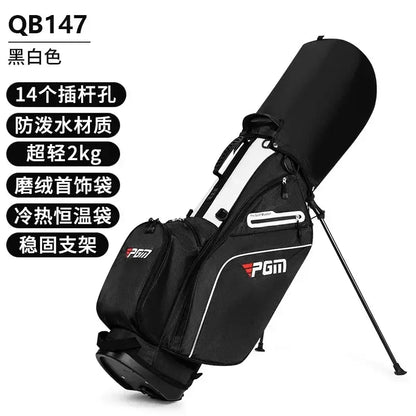 Golf Bags PGM Men Women Shoulder Strap Bracket Bag Bracket in stylish black and white design with multiple pockets.
