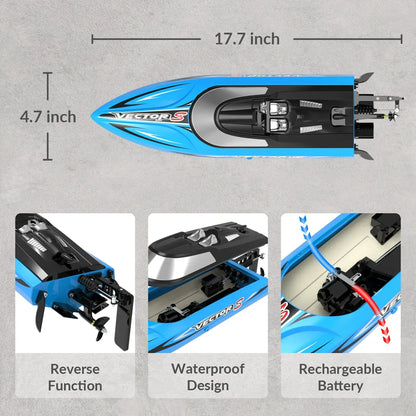 VOLANTEXRC RC Boat Racing High Speed Boat Control 2.4GHZ 48kmhExperience high-performance RC boating with the VOLANTEXRC Racing Boat, engineered for speed enthusiasts and competitive pilots. This 2.4GHz remote-controlled vessel delivers impressive 48 km/h