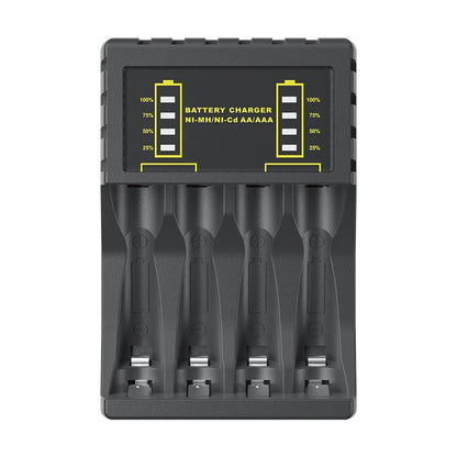 AA/AAA Battery Charger 4 Slots Intelligent LED Display