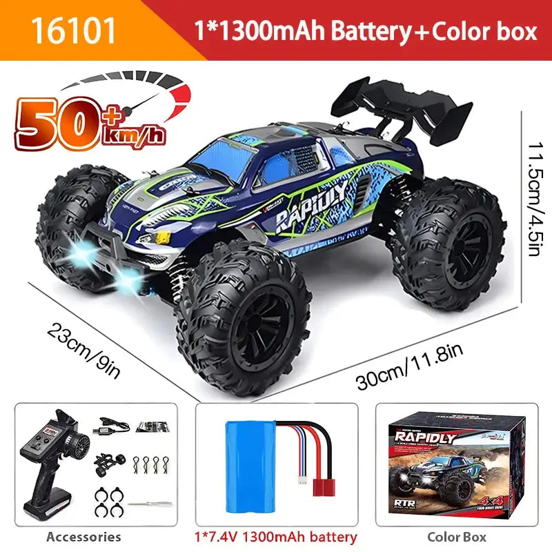 1:16 70KM/H Or 50KM/H 4WD RC Car With LED Remote Control Cars Sportsman Specialty Products