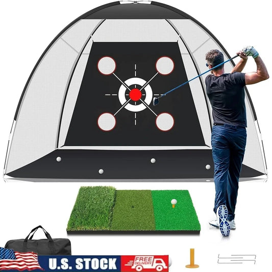 Golf Practice Net with Mat Hitting Aid 10x7FT Backyard Chipping Swing Training Sportsman Specialty Products