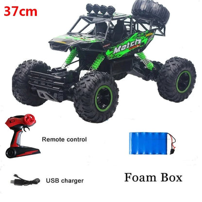 Remote control cars with LED lights 4WD 37cm RC car with remote control and USB charger.