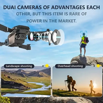 NEW Drone 4K Professinal showcasing dual HD cameras for landscape and overhead shooting capabilities.