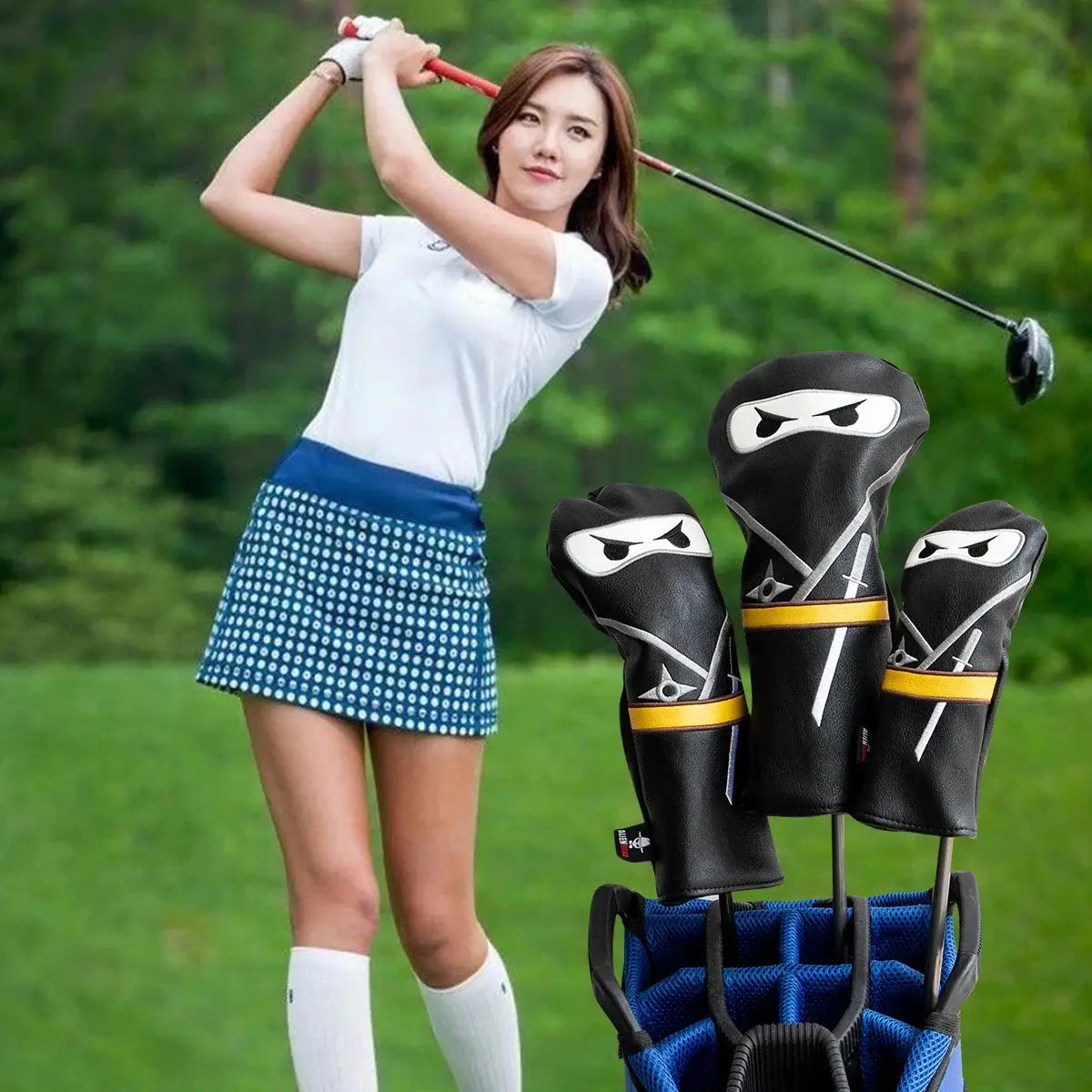 Aliennana Golf Club Headcover Set, Black Ninja Driver Head Cover Sportsman Specialty Products