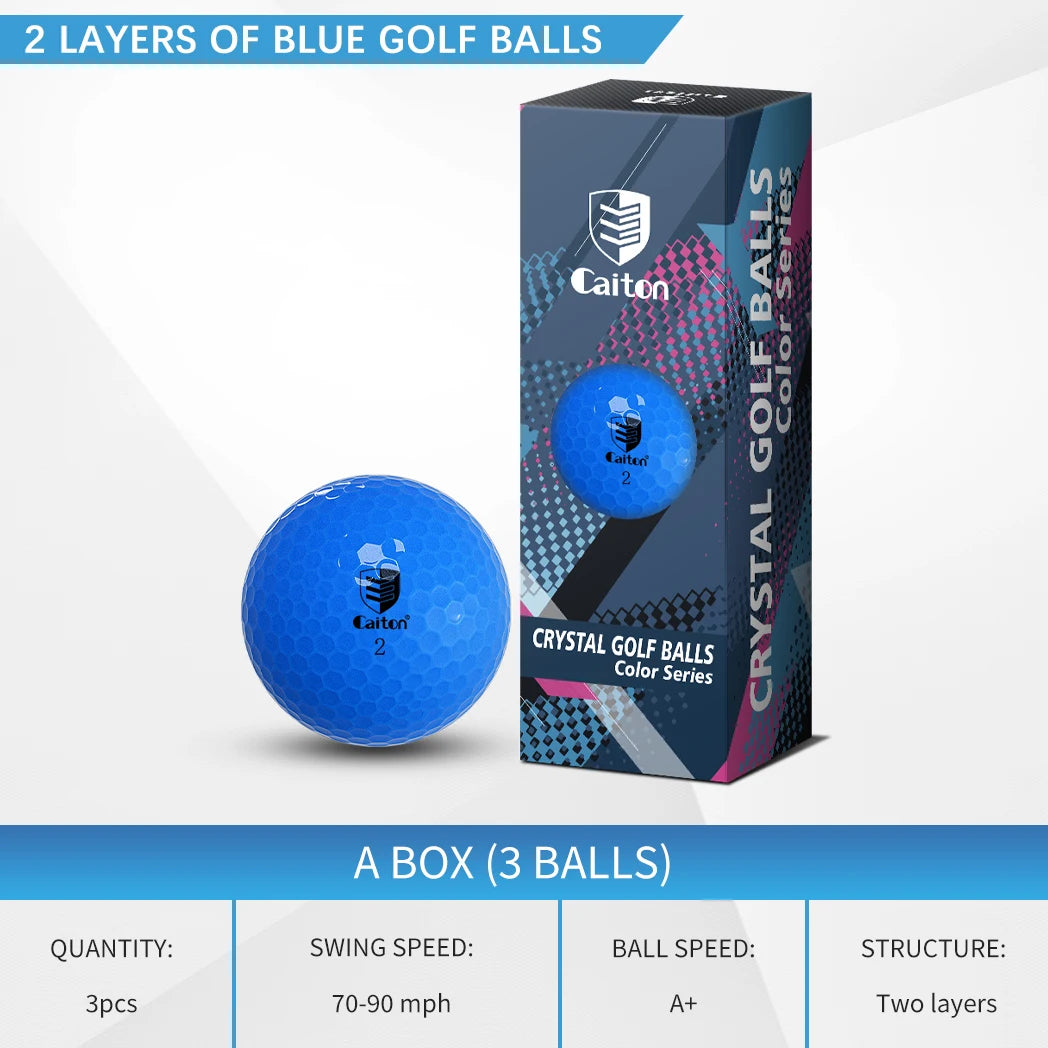 Caiton Blue Golf Balls – 6pcs or 3pcs, Dual-Layer Crystal Finish