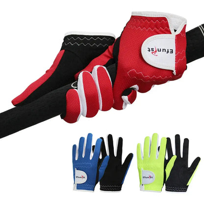 1 Pair Golf Gloves Kids Junior shown on golf club for young golfers.