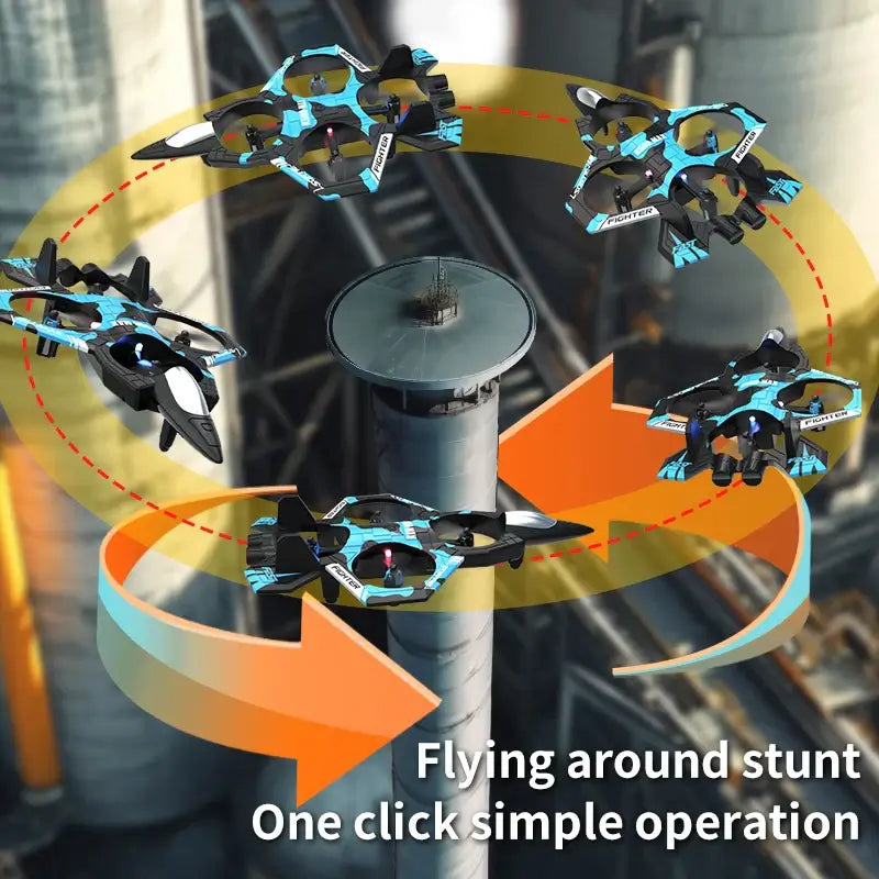 Remote Control Plane JCMO K500MAX performing flying around stunt with one click simple operation.