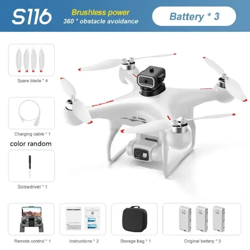 S116 MAX Drone Professional with 3 Batteries 8K Dual Camera Optical Sportsman Specialty Products
