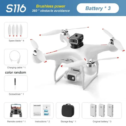 S116 MAX Drone Professional with 3 Batteries 8K Dual Camera Optical Sportsman Specialty Products