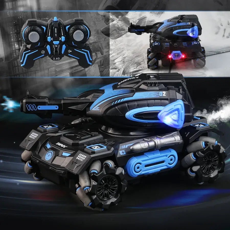 stunt launch water polo tank RC spray car 2.4G four-wheelSPECIFICATIONS stunt launch water polo tank Brand Name: NONE Certification: CE Charging Voltage: 3.7V Choice: yes Control Channels: 9 Channels Controller Mode: MODE1 Design: Cars Features: Remote Co