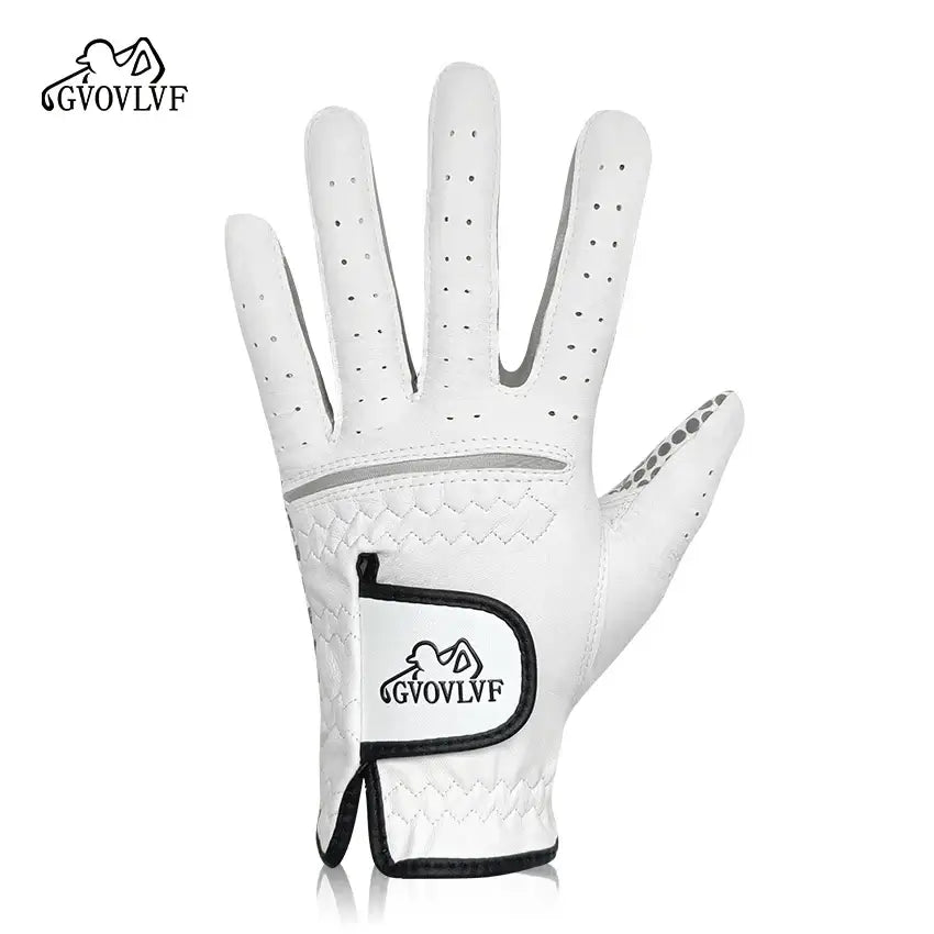 Golf glove Genuine Sheepskin Leather for Men - White# Golf Glove – Genuine Sheepskin Leather for Men Engineered for serious golfers, this premium men's golf glove features genuine sheepskin leather construction that delivers superior grip and tactile feed
