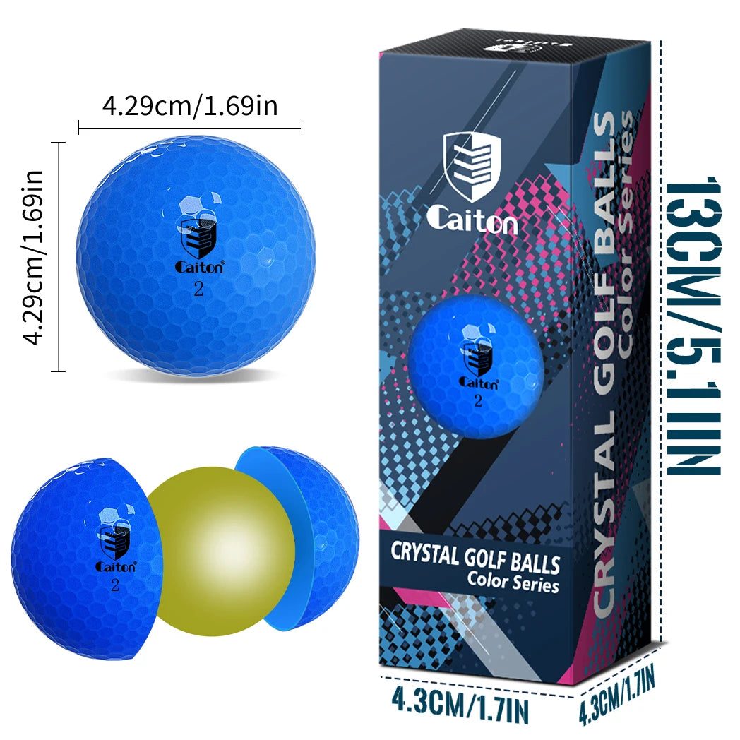 Caiton Blue Golf Balls – 6pcs or 3pcs, Dual-Layer Crystal Finish