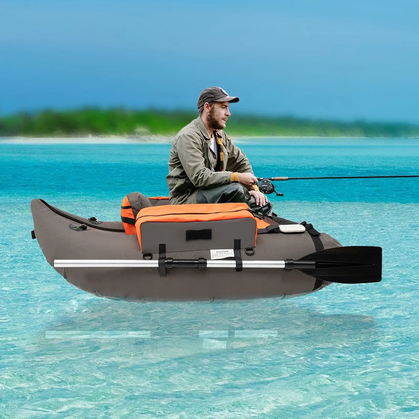 Inflatable Fishing Boat, Portable & Lightweight for Lake/Ocean Sportsman Specialty Products