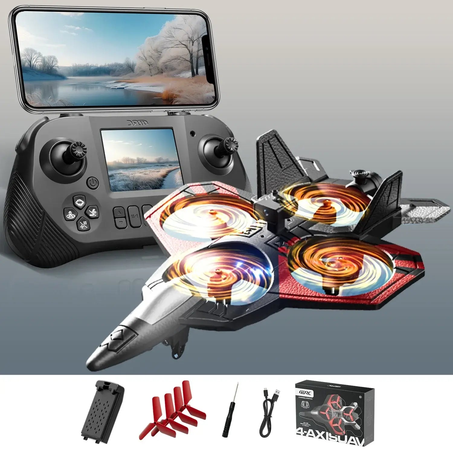 New V46 PRO RC Helicopter with Screen Control 8K Dual Camera