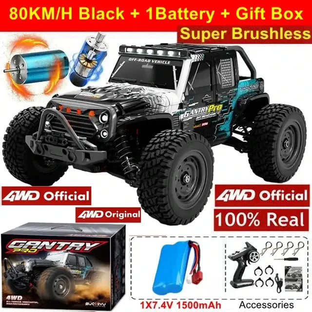 Super Brushless 80KM or 50KM/H 4WD RC Car With LED Sportsman Specialty Products