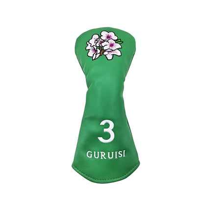 flower embroidery golf club head covers featuring detailed flower design for driver and fairway woods protection.