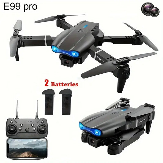 Drone With Dual Camera 2025 showing foldable design with remote and two batteries for enhanced aerial photography.