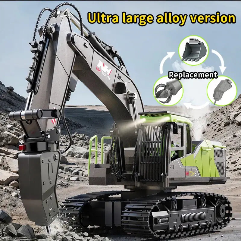 Remote Control Excavator Toys featuring ultra large alloy version and replacement parts for enhanced play.