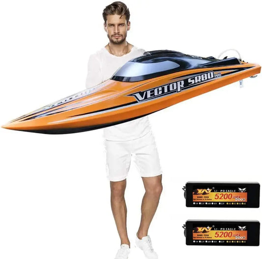 31.5" Large Remote Control Boat for Adults 798-4P Pro Brushless Speedboat 80km/h+ , Two 5200 mAh Battery for Power at Same time, Sportsman Specialty Products