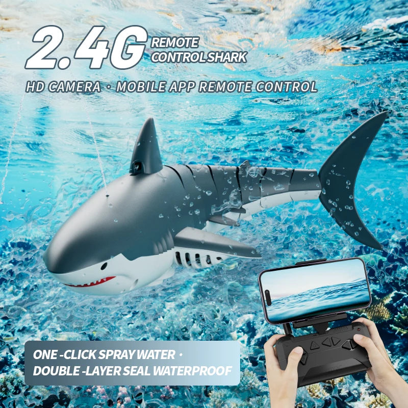 S6 2.4G Electric Remote Control Diving Shark Whale Water Spray Toy Swimming Pool Bathing RC Boat Toys for Boys Baby Children Sportsman Specialty Products