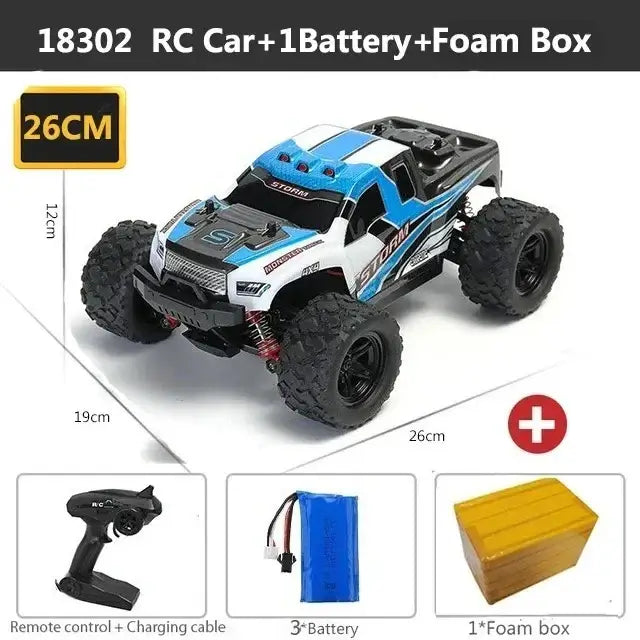 Remote Control Car - All-Terrain 18302 with 1 Battery and Foam Box, dimensions 26CM x 12CM x 19CM
