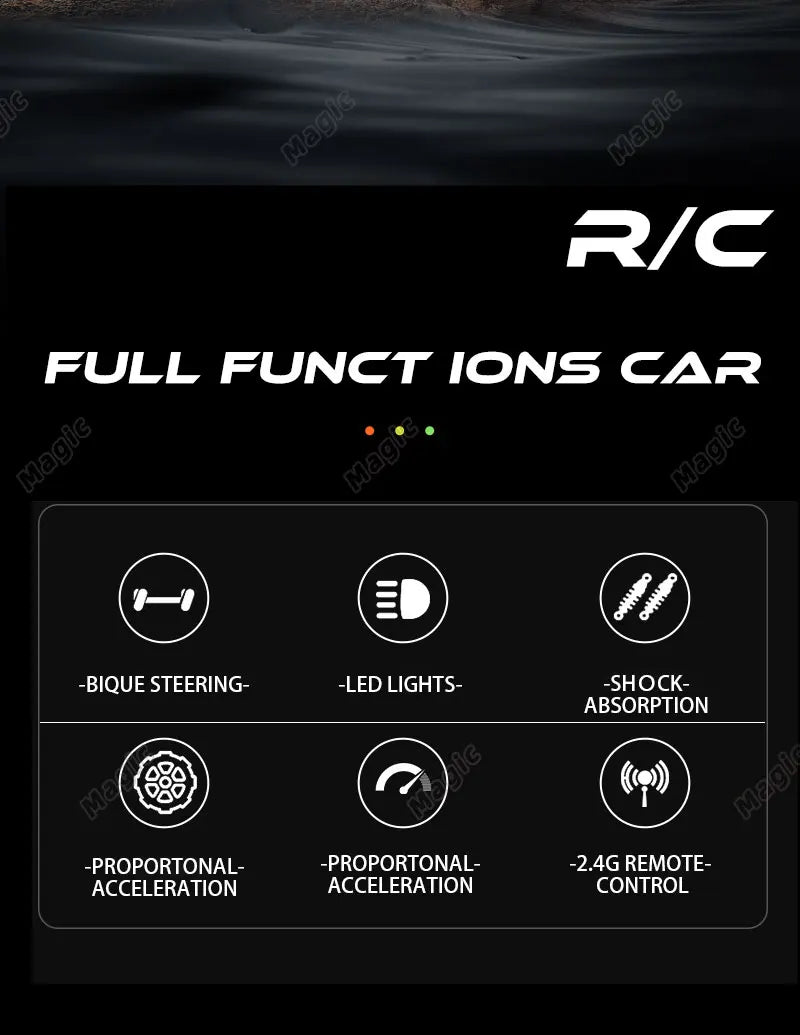 RC Car 2.4Gh Model With LED Lights 2WD High Speed