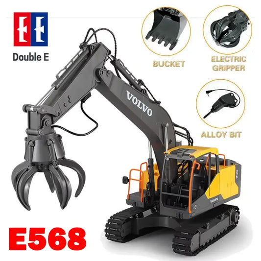 Double E E568 RC Excavator 1/16 17CH Crawler 3in1 Truck Alloy Digger# Double E E568 RC Excavator 1/16 17CH Crawler 3in1 Truck Alloy Digger Master precision control with this advanced RC excavator featuring a robust 1/16 scale design and 17-channel remote