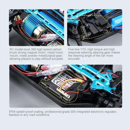Top 16102 RC Cars 2.4G 390 Moter High Speed Racing With LED 4WD DriftRC Cars High Speed 4WD Drift & LED Fun