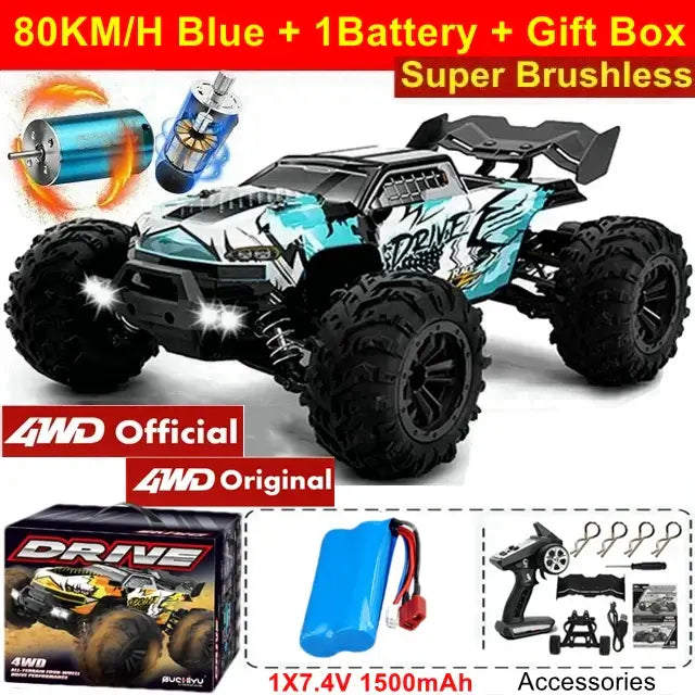 4WD 1:16 80KM/H Super Brushless 50KM/H Brushed RC Car 4x4 Sportsman Specialty Products
