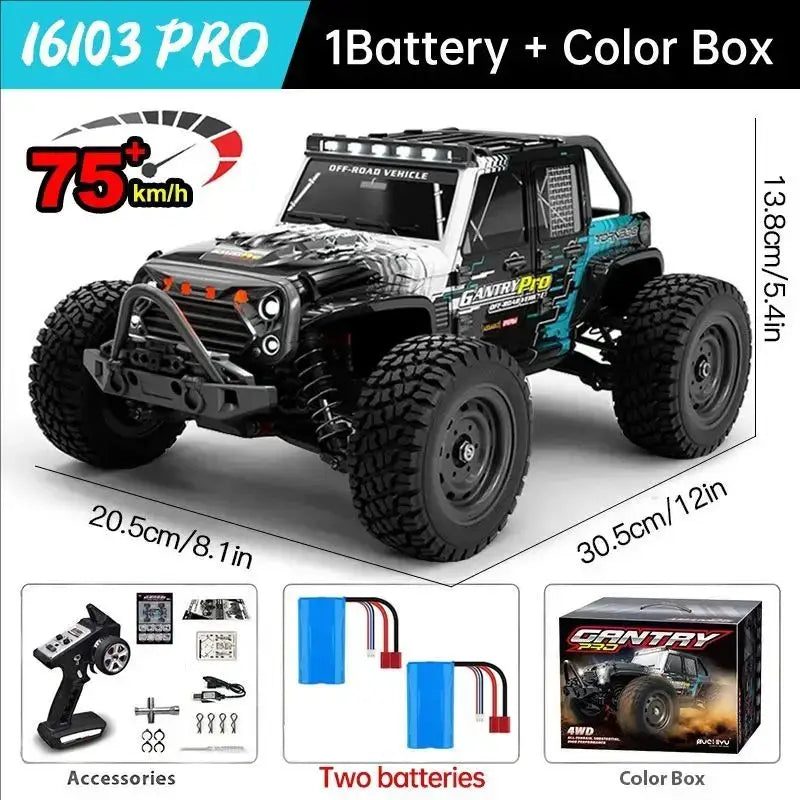 High Speed RC Car 4WD off road vehicle 75 km/h with accessories and battery options in color box